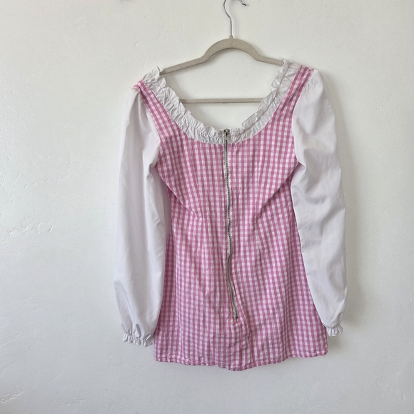 Dolls Kill Baby Pique Your Interest Mini Dress Pink Gingham Lolita Coquette S - Picture 7 of 9